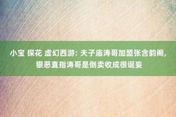 小宝 探花 虚幻西游: 夫子庙涛哥加盟张含韵阁， 狠恶直指涛哥是倒卖收成很诞妄