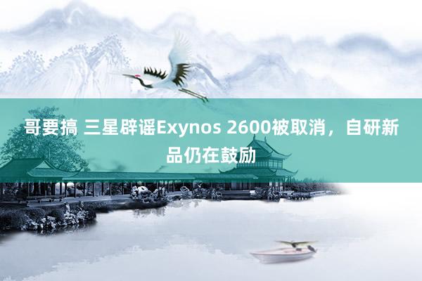哥要搞 三星辟谣Exynos 2600被取消，自研新品仍在鼓励