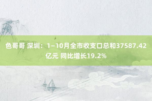 色哥哥 深圳：1—10月全市收支口总和37587.42亿元 同比增长19.2%