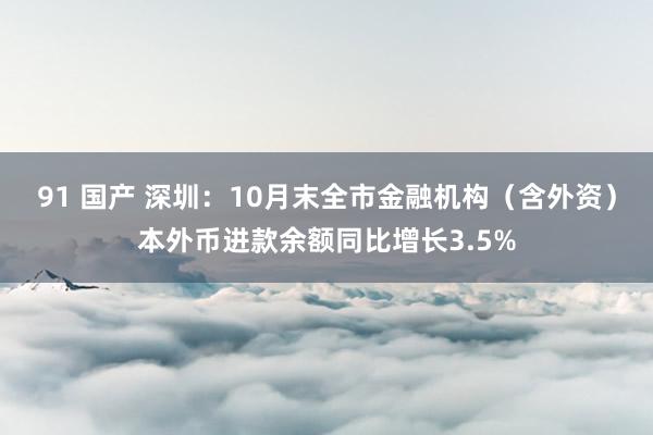 91 国产 深圳：10月末全市金融机构（含外资）本外币进款余额同比增长3.5%