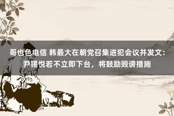 哥也色电信 韩最大在朝党召集进犯会议并发文：尹锡悦若不立即下台，将鼓励毁谤措施