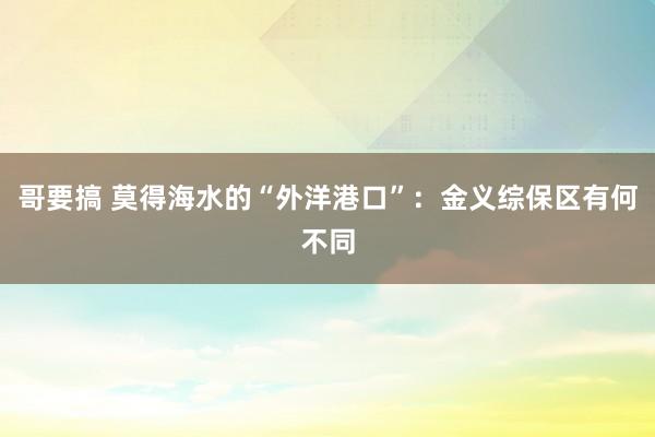 哥要搞 莫得海水的“外洋港口”：金义综保区有何不同