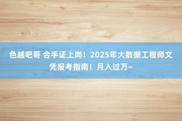 色越吧哥 合手证上岗！2025年大数据工程师文凭报考指南！月入过万~