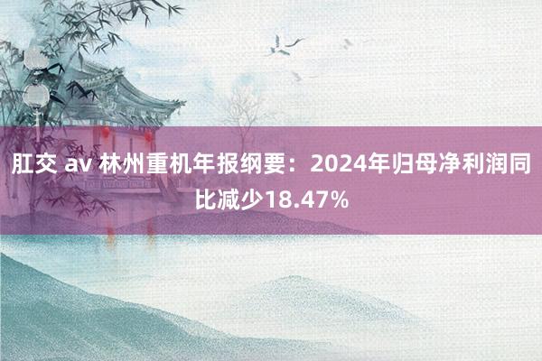 肛交 av 林州重机年报纲要：2024年归母净利润同比减少18.47%
